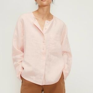Everlane The Linen Popover Shirt Light Pink 
size 8
